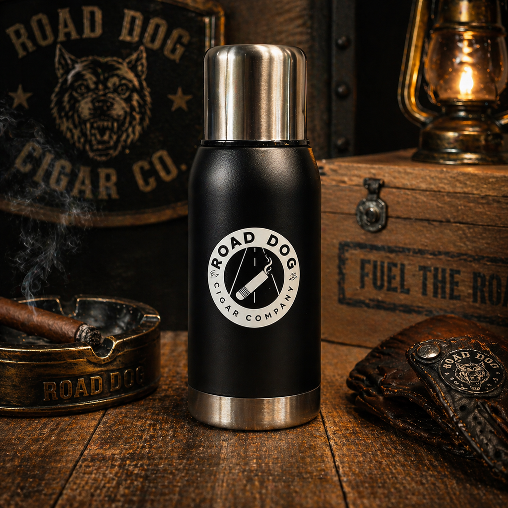 Company Medallion Cigar/Coffee Logo Insulated Thermos