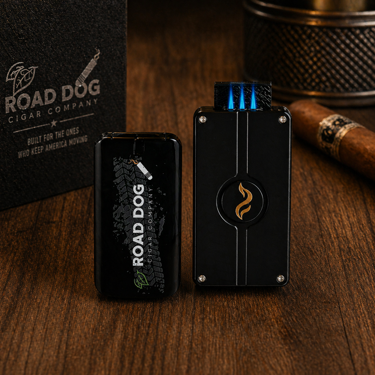 RDCC "The Flame" Premier RDCC 3-Torch Refillable Lighter, with Punch