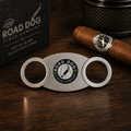 RDCC MEDALLION LOGO, BRUSHED STAINLESS STEEL GUILLOTINE CAP CUTTER,
