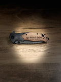 Company Laser Engraved Logo Wooden Handle Folding Pocket Knife