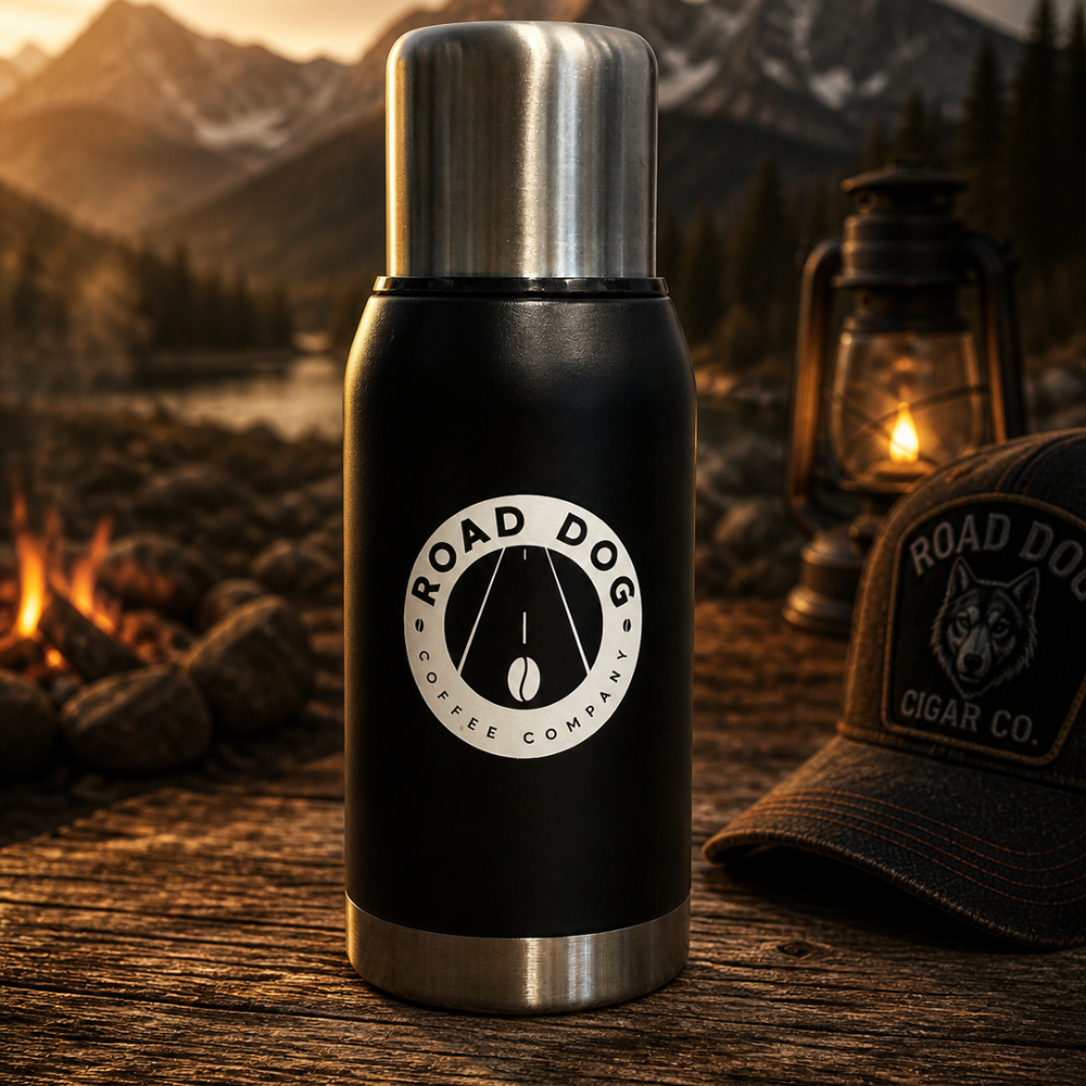 Company Medallion Cigar/Coffee Logo Insulated Thermos